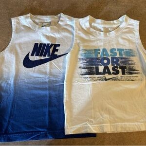 Nike 2 PACK - Kids Size 4, Blue and White Tank Tops